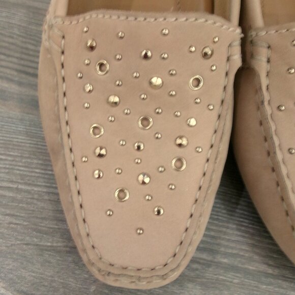 Like New Clarks Artisan Suede Leather Tan Driving Loafers with Gold Studs 9 - Picture 10 of 15